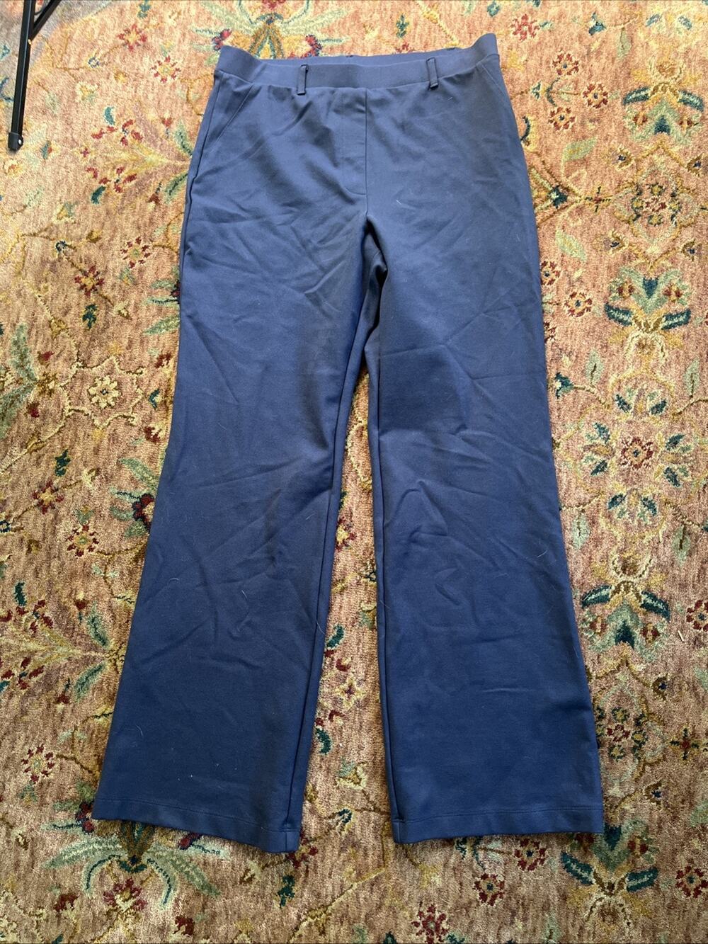 Quince Blue Ultra-Stretch Ponte Bootcut Pants Size Workwear Career L 30” Inseam